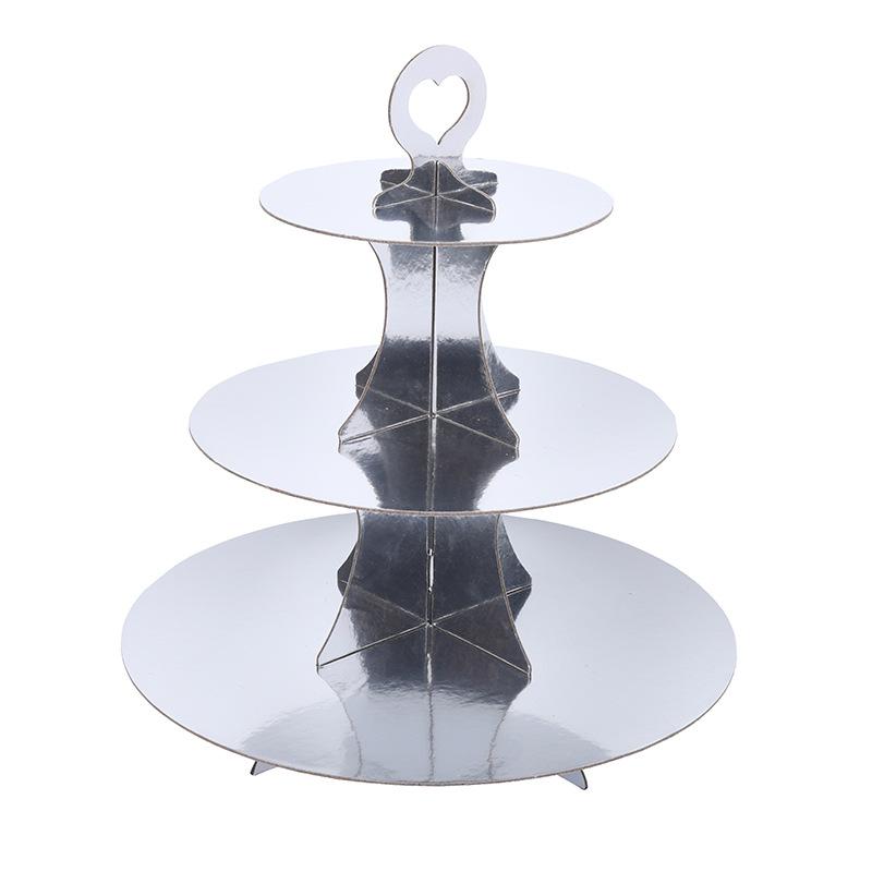 Solid Color Silver Three-layer Cake Stand