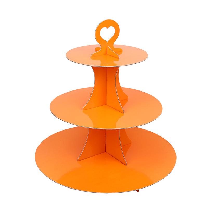 Solid Color Orange Three-layer Cake Stand