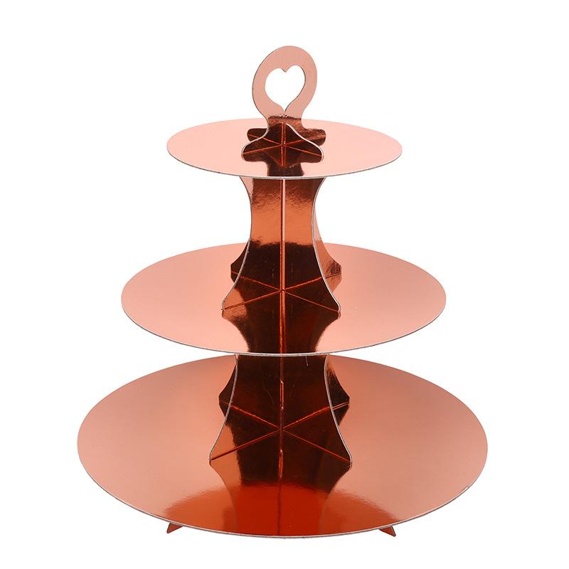 Solid Color Rose Gold Three-layer Cake Stand