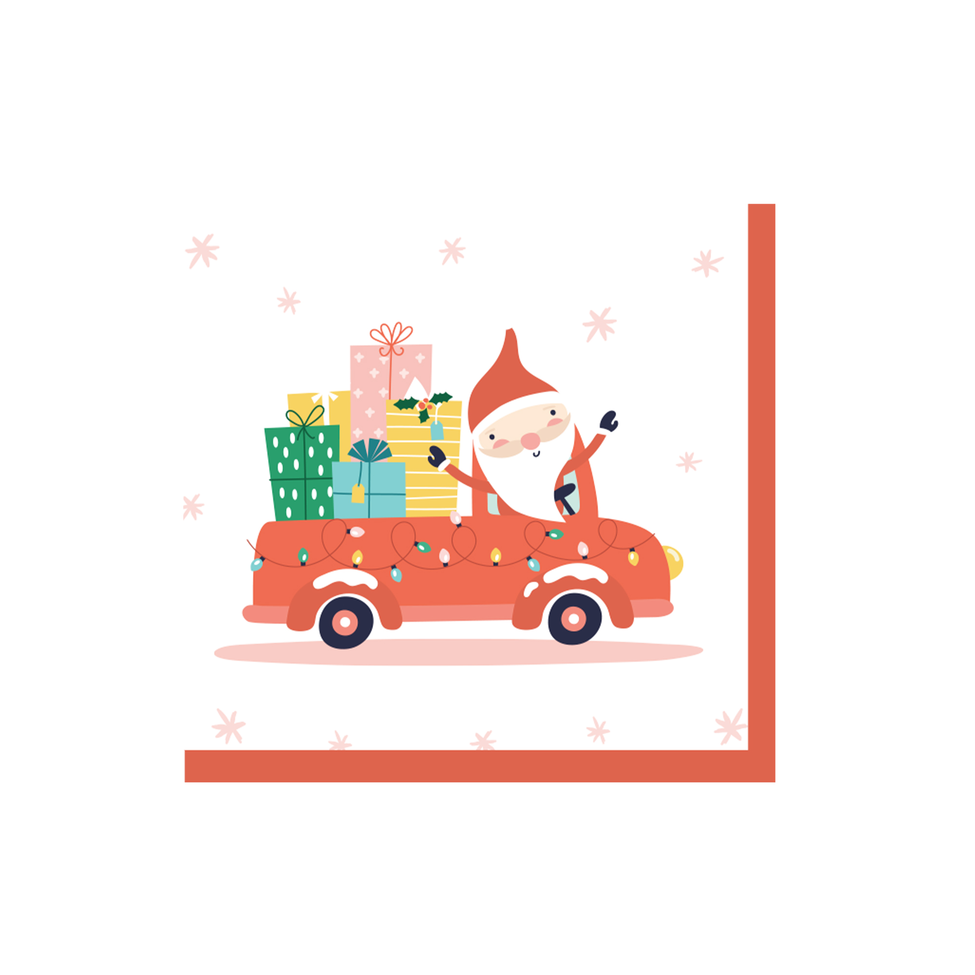 Christmas Theme Father Christmas and Car Pattern Napkin