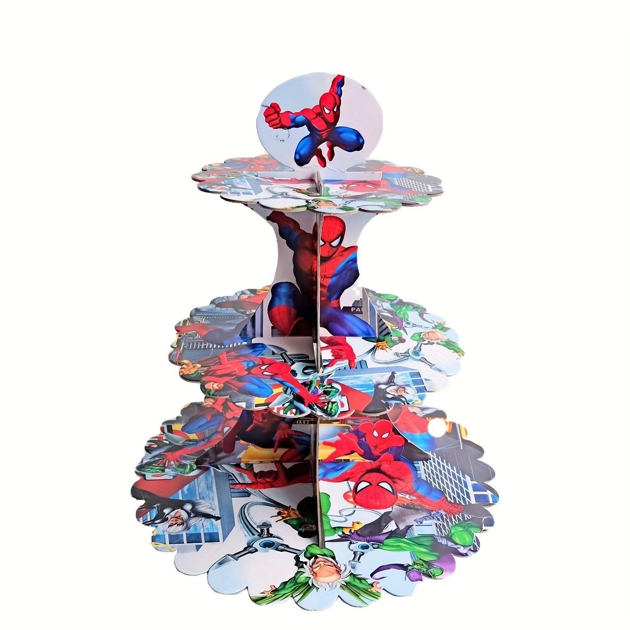 Cartoon Theme Spideman Design Three-layer Cake Stand