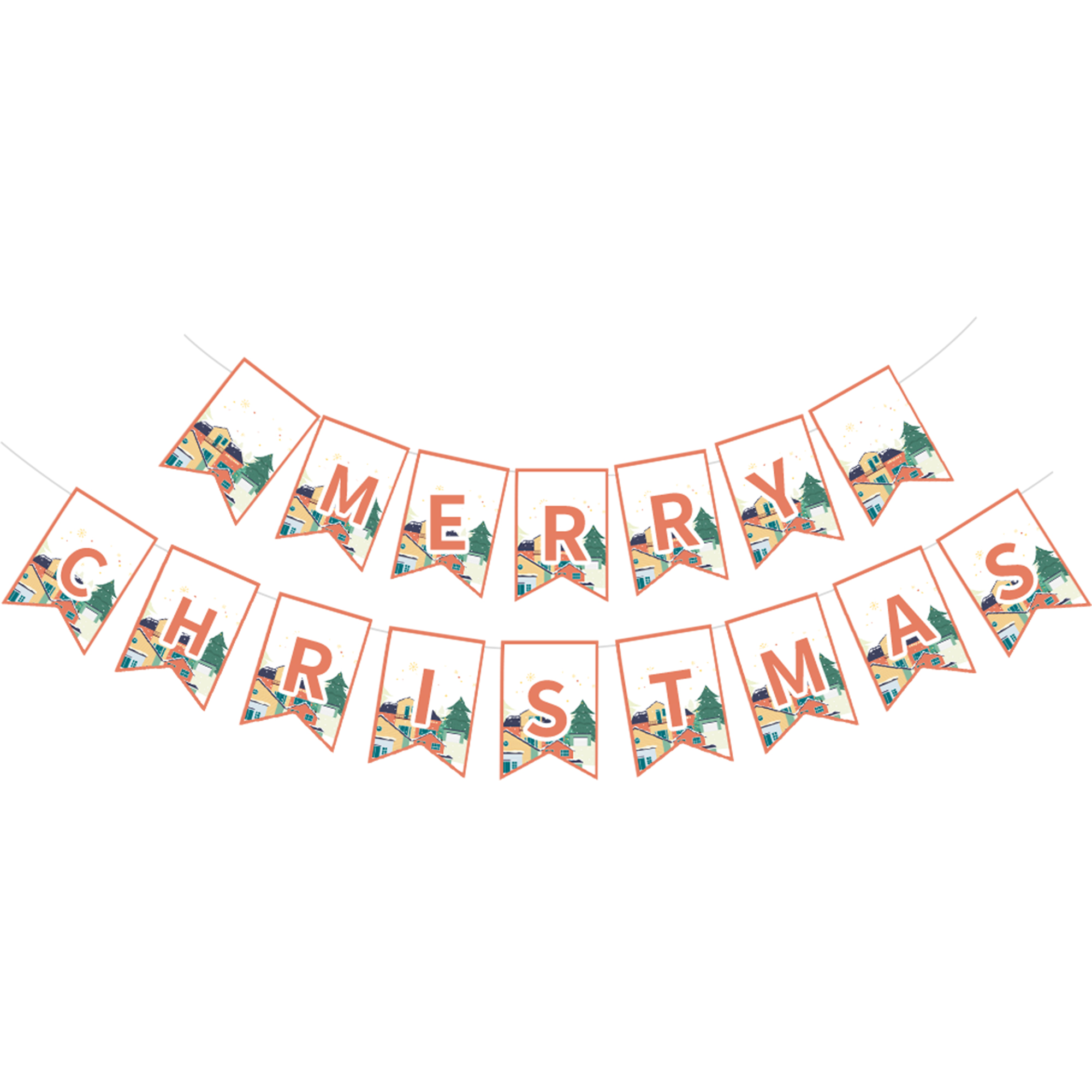 Christmas Christmas House Paper Banner