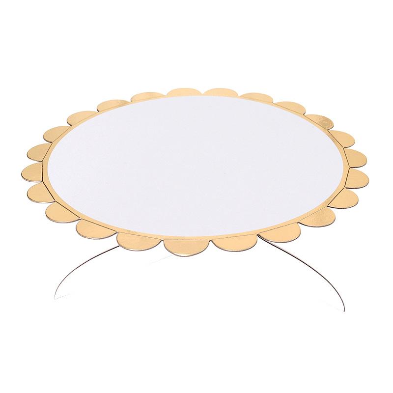 White Lace-trimmed Gold-stamped Single-layer Cake Stand