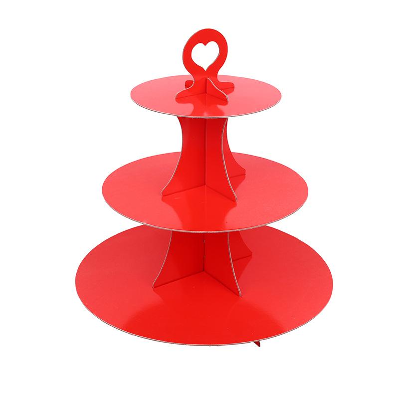 Solid Color Red Three-layer Cake Stand