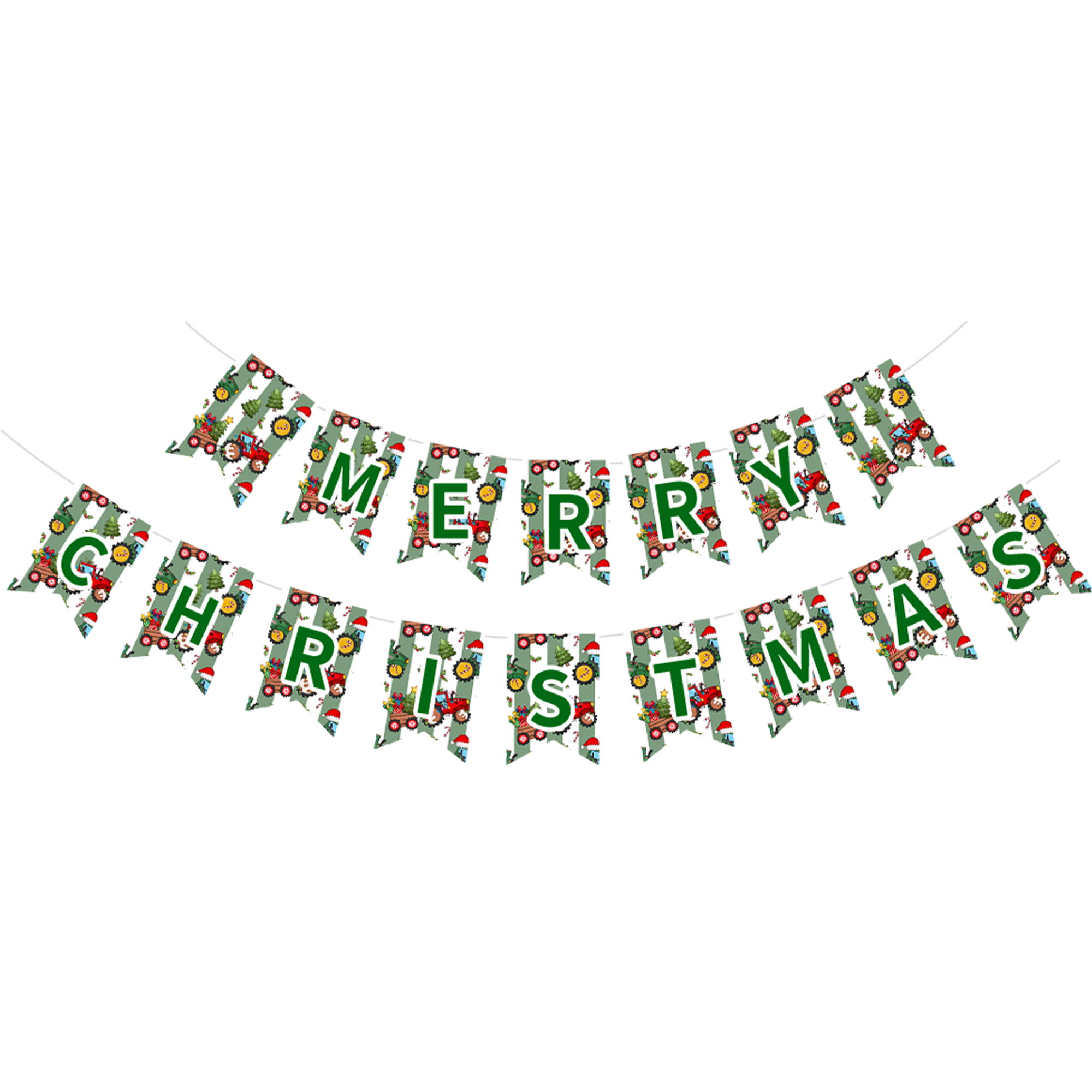 Christmas Green Christmas Red Go-kart Paper Banner