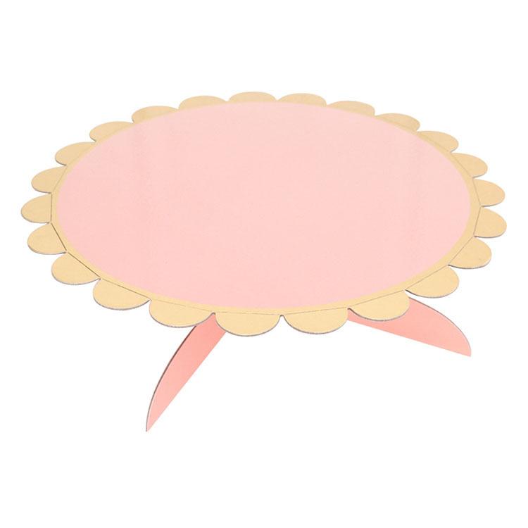 Pink Lace-trimmed Gold-stamped Single-layer Cake Stand
