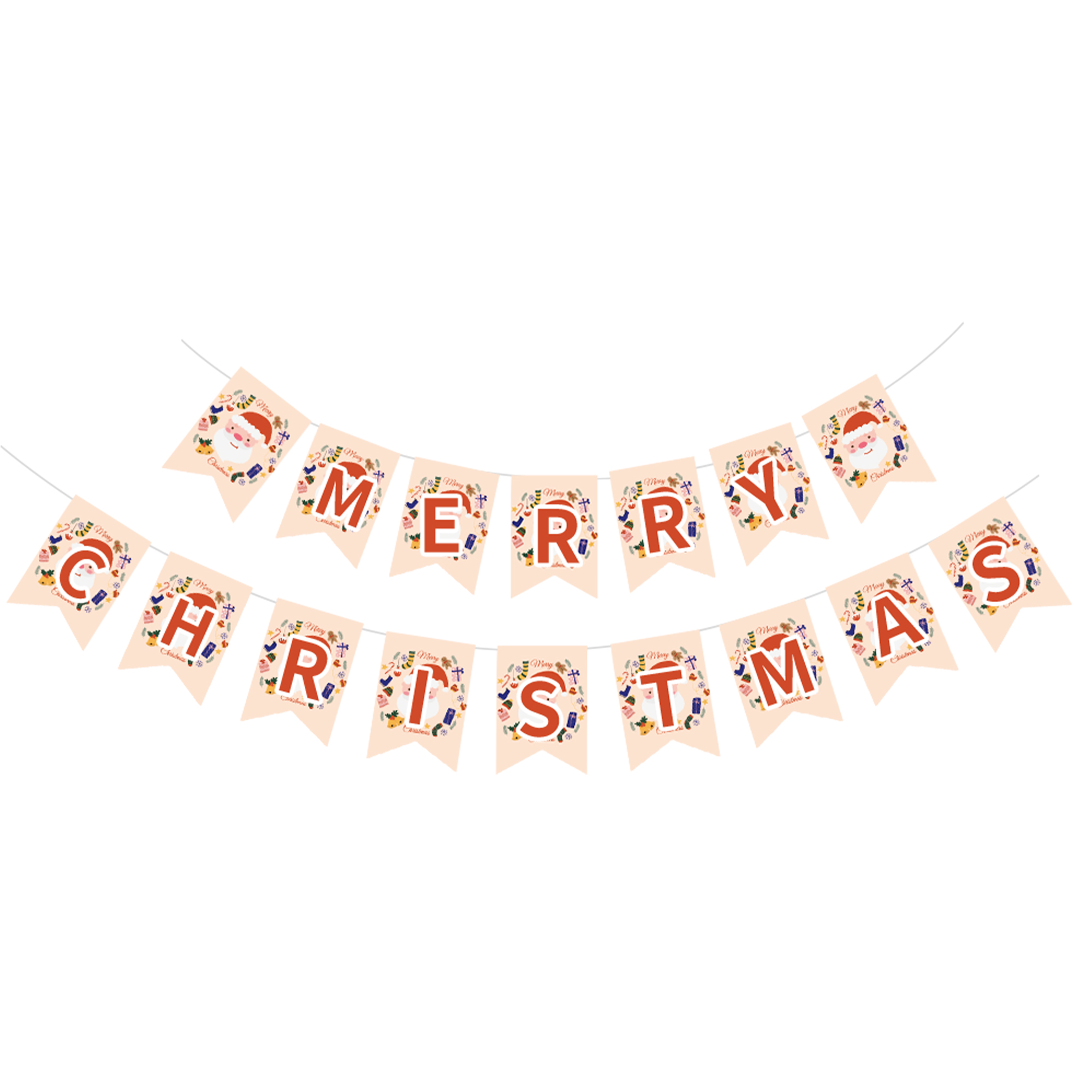 Christmas Champagne-colored Father Christmas Paper Banner