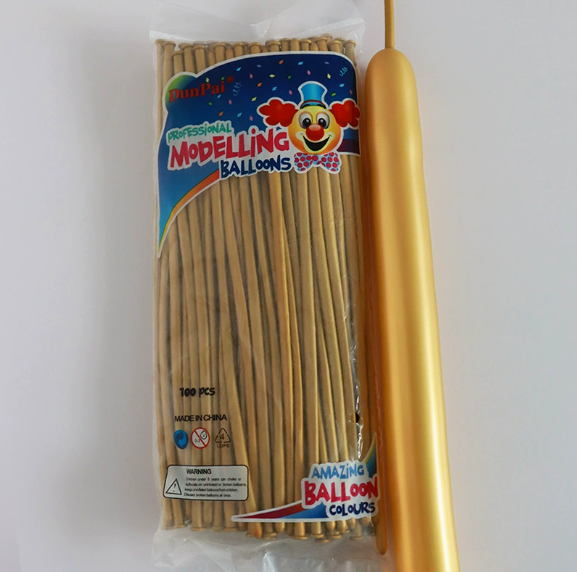 30cm Gold Metallic Color Long Latex Balloon