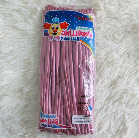 30cm Hot Pink Metallic Color Long Latex Balloon