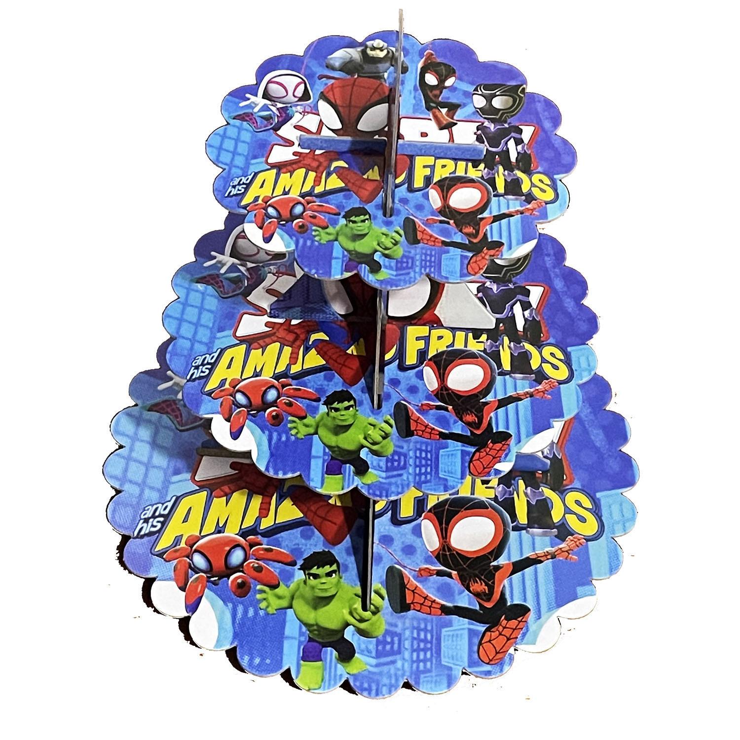 Kids Theme Spider-Man Design Three-layer Cake Stand