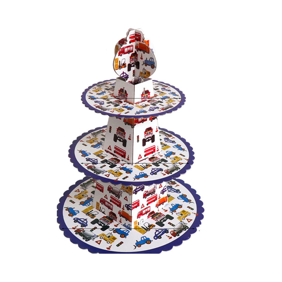Kids Theme Car and Truck Design Three-layer Cake Stand