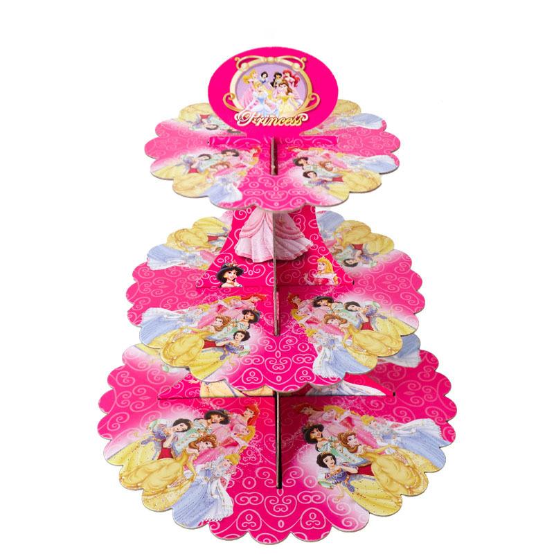 Kids Theme Disney Princess Design Three-layer Cake Stand