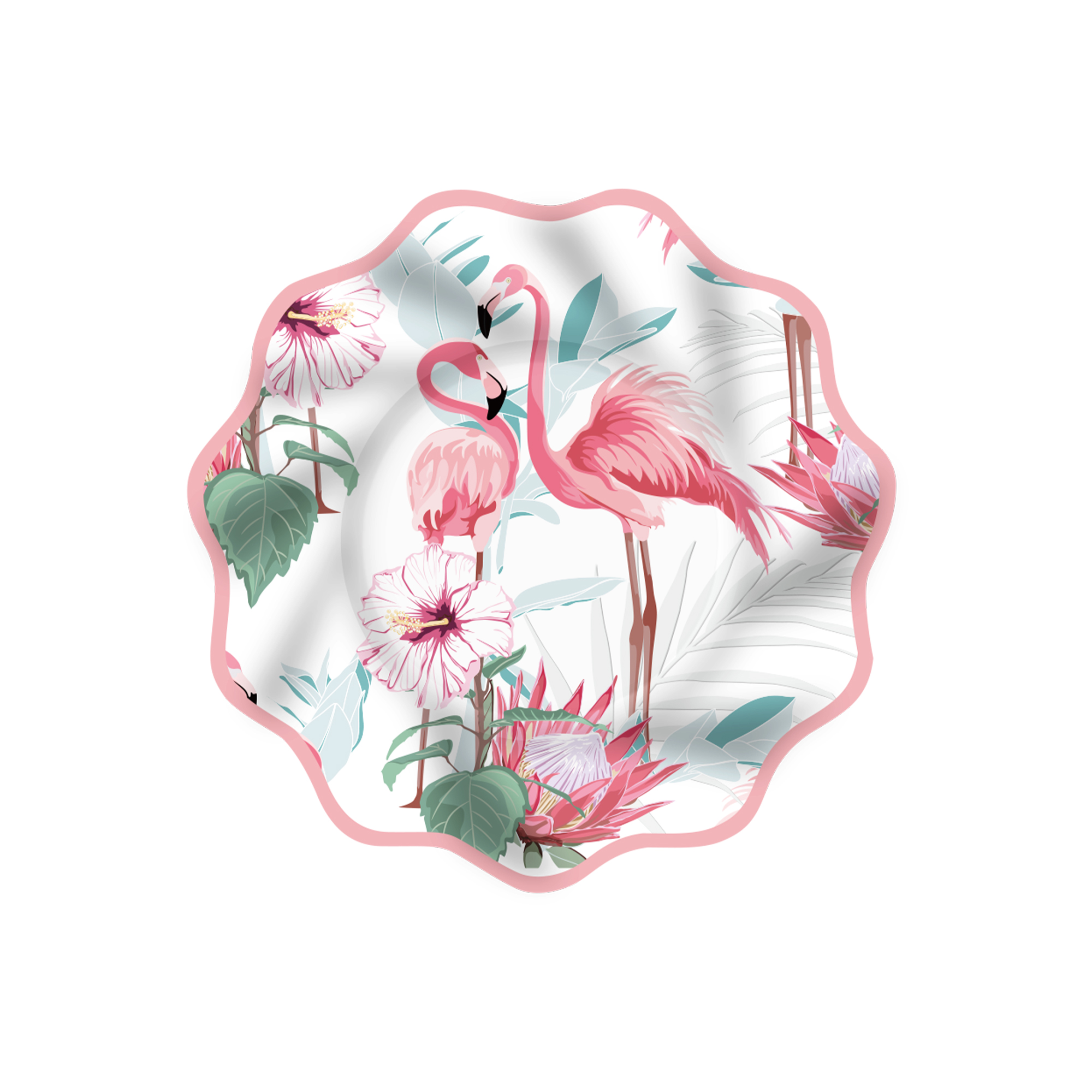 Wavy Fringed Flamingo Dinner Plate