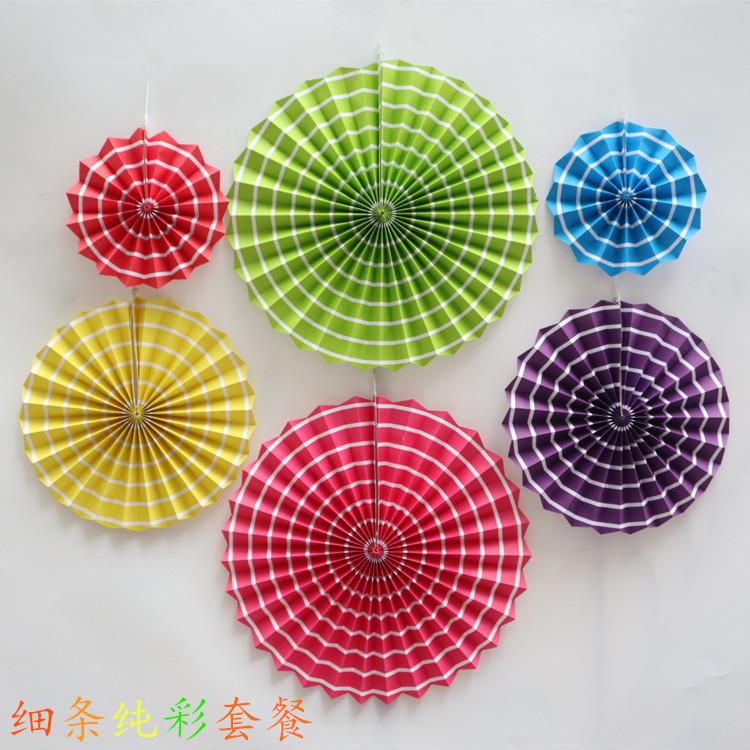 Diverse Designs and Colorful Openwork 6pcs Set Paper Flower Fan