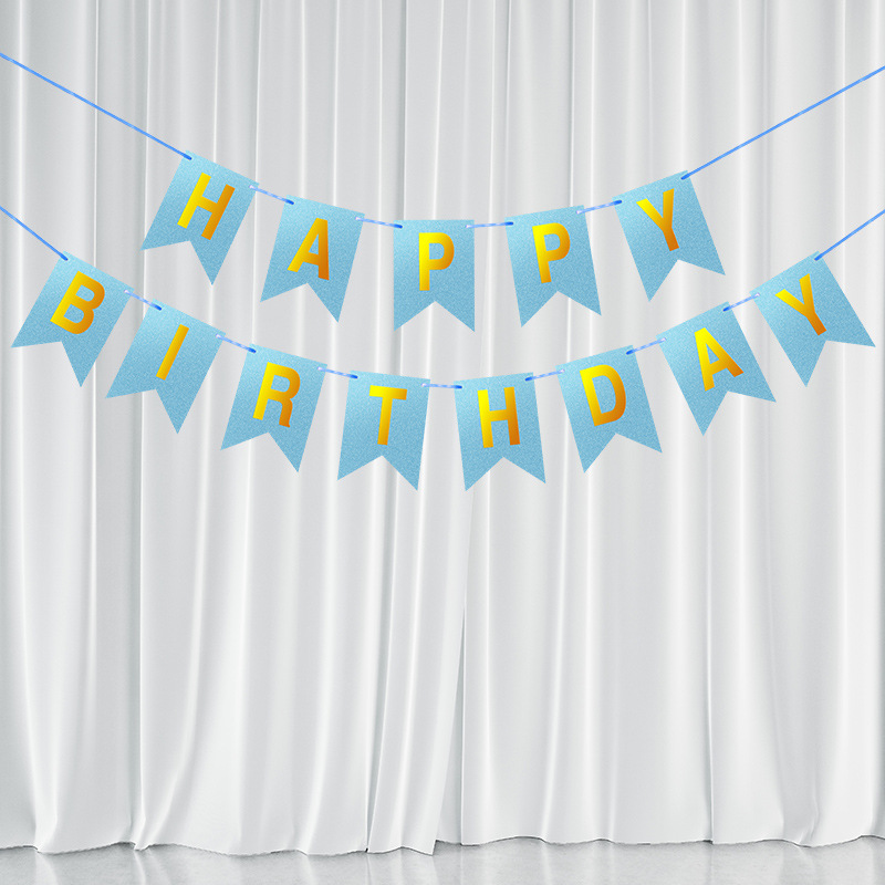 Blue Scallions Gold Foil Fish Tail Banner
