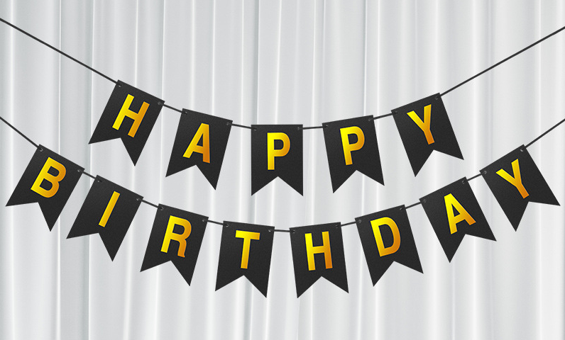 Birthday Black Laser Banner for Birthday Celebration