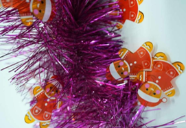Purple Christmas Gingerbread Man 4-ply Tinsel Garland