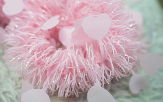 Macaron Pink Heart 4-ply Tinsel Garland