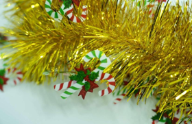Yellow Christmas Candy Cane 4-ply Tinsel Garland