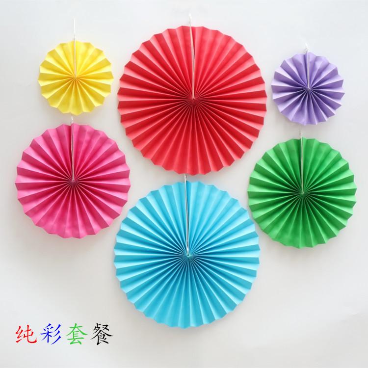 Colorful Openwork 6pcs Set Paper Flower Fan