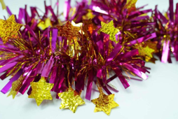 Hot Pink with Gold Laser Star 4-ply Tinsel Garland