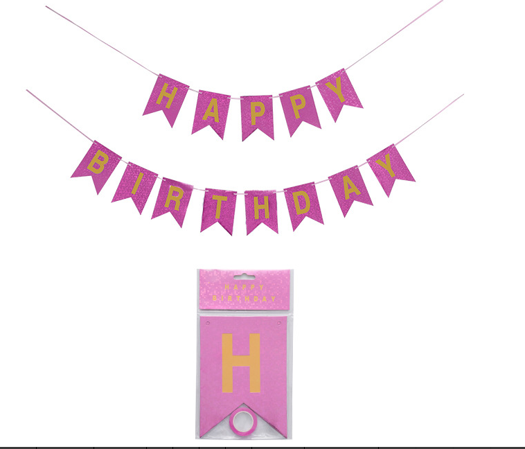 Birthday Sky Pink Laser Banner for Birthday Celebration