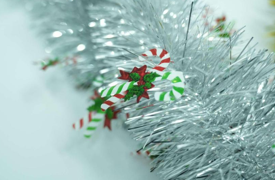 Silver Christmas Candy Cane 4-ply Tinsel Garland