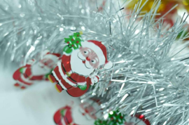 Silver Santa Claus 4-ply Tinsel Garland