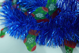 Blue Christmas Stocking 4-ply Tinsel Garland