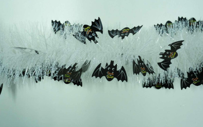 White and Black Bat 4-ply Tinsel Garland