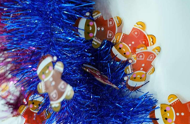 Blue Christmas Gingerbread Man 4-ply Tinsel Garland