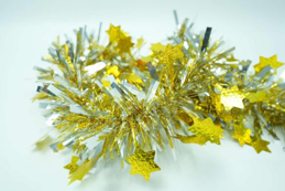 Gold and Silver Laser Star 4-ply Tinsel Garland