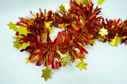 Red with Gold Laser Star 4-ply Tinsel Garland