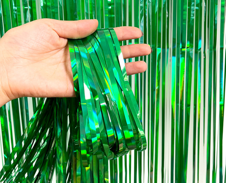 Tinsel Curtain Light Column Foil Curtain Dark Green