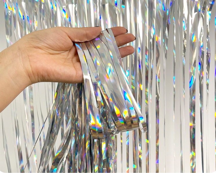 Tinsel Curtain Light Column Foil Curtain Silver