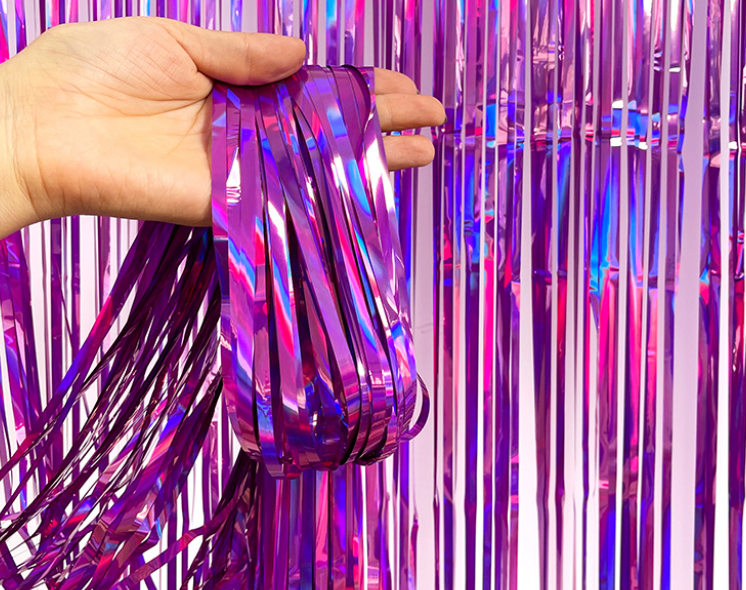 Tinsel Curtain Light Column Foil Curtain Dark Purple