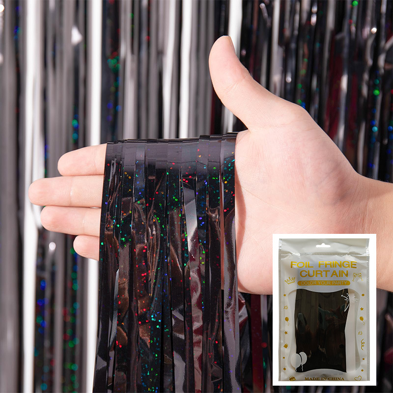 Tinsel Curtain Laser Foil Curtain Black
