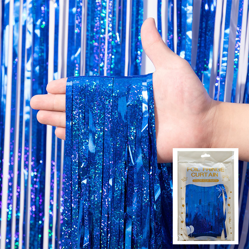 Tinsel Curtain Laser Foil Curtain Blue