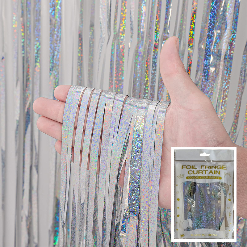 Tinsel Curtain Laser Foil Curtain Silver
