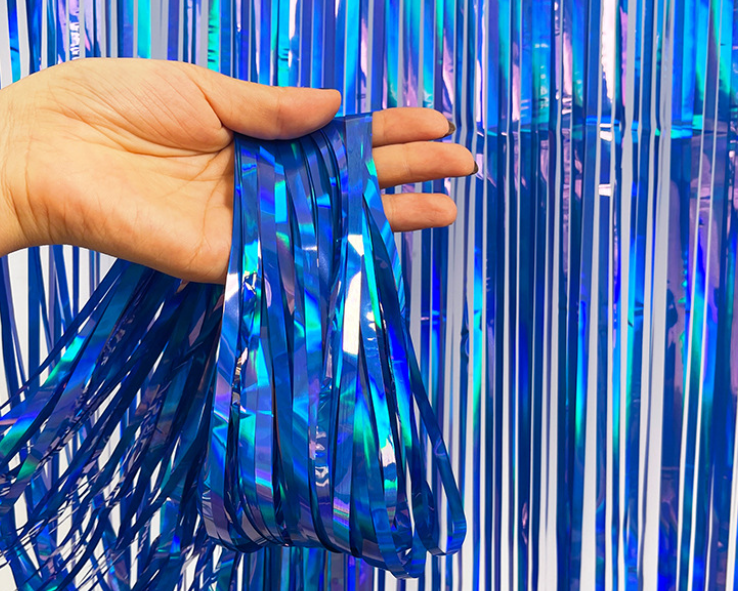 Tinsel Curtain Light column foil curtain Dark Blue