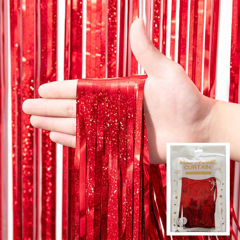 Tinsel Curtain Laser Foil Curtain Red