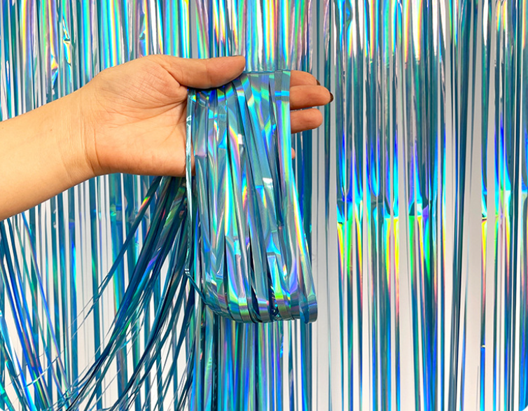 Tinsel Curtain Light column foil curtain Light Blue