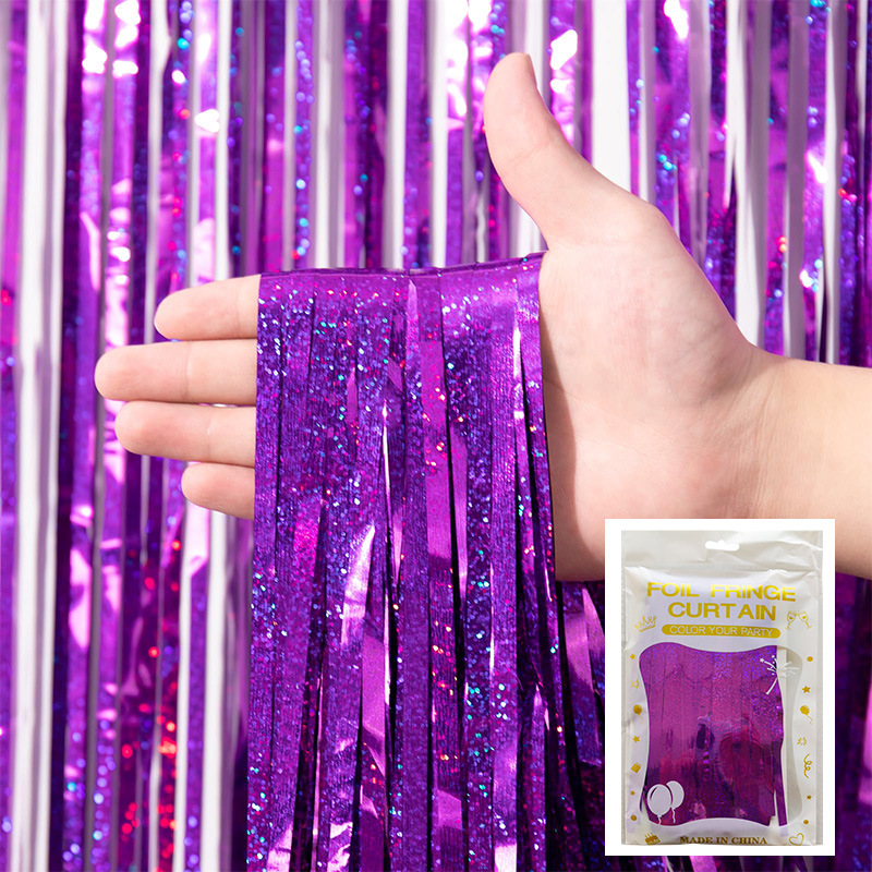 Tinsel Curtain Laser Foil Curtain Purple