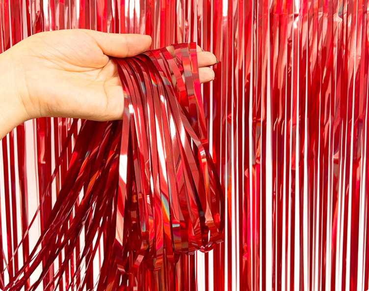 Tinsel Curtain Light column foil curtain Red