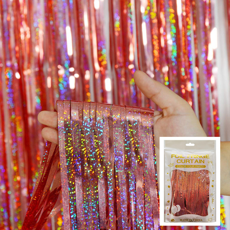 Tinsel Curtain Laser Foil Curtain Rose Gold