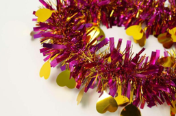 Valentine Theme Hot Pink with Golden Glossy Stars 5-ply Tinsel Garland