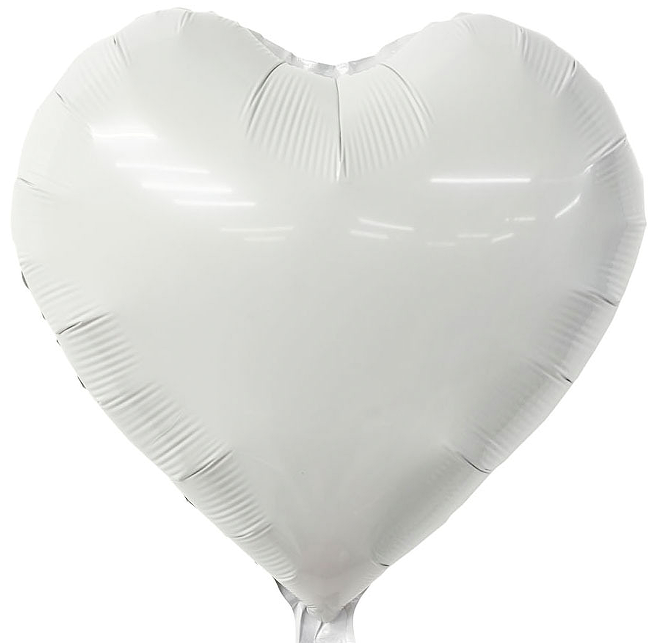 18 inch White Heart Shaped Foil Balloon