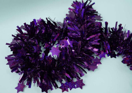 Purple with Purple Glitter Stars 4-ply Tinsel Garland