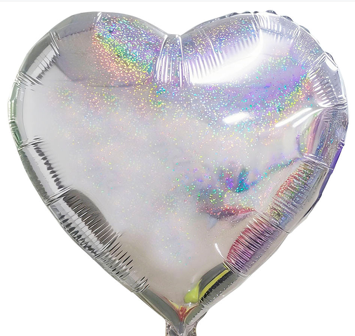 18 inch Laser Silver Heart Shaped Foil Balloon