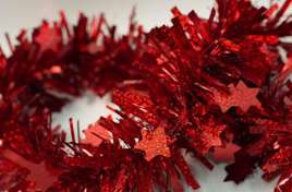Red with Red Glitter Stars 4-ply Tinsel Garland